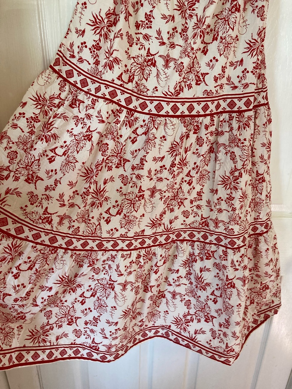 Japna Cream Maxi Skirt with Red Floral Print - Picture 4 of 8